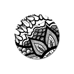 Flower Mandala Pattern Doodle Magnet 3  (round) by Bedest