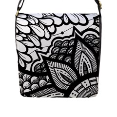 Flower Mandala Pattern Doodle Flap Closure Messenger Bag (l) by Bedest