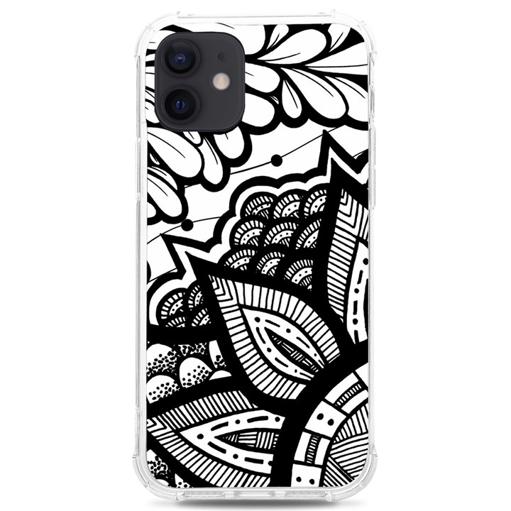 Flower Mandala Pattern Doodle iPhone 12/12 Pro TPU UV Print Case