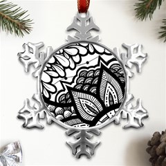 Flower Mandala Pattern Doodle Metal Small Snowflake Ornament by Bedest