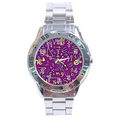 Background Doodles Math Stainless Steel Analogue Watch by Bedest