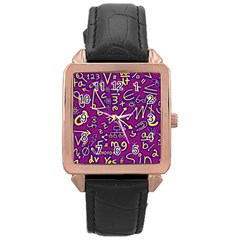 Background Doodles Math Rose Gold Leather Watch  by Bedest