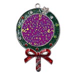 Background Doodles Math Metal X Mas Lollipop with Crystal Ornament Front