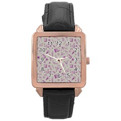 Abstract Design Background Pattern Rose Gold Leather Watch 