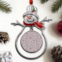 Abstract Design Background Pattern Metal Snowman Ornament