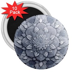 Flower Ornament Graphic Ornate 3  Magnets (10 Pack)  by Bedest