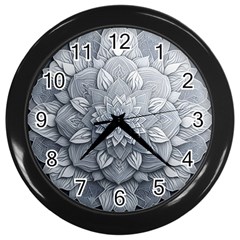 Flower Ornament Graphic Ornate Wall Clock (black) by Bedest