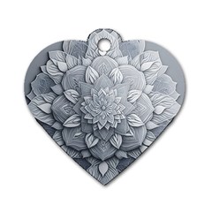 Flower Ornament Graphic Ornate Dog Tag Heart (two Sides) by Bedest