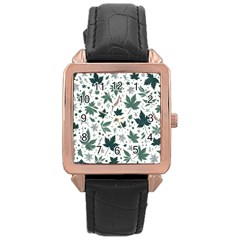 Leaves Nature Bloom Rose Gold Leather Watch  by Bedest