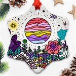 Rainbow Fun Cute Minimal Doodles Snowflake Ornament (Two Sides) Front