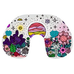 Rainbow Fun Cute Minimal Doodles Travel Neck Pillow by Bedest