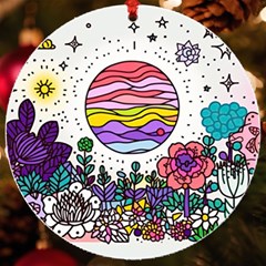 Rainbow Fun Cute Minimal Doodles Uv Print Acrylic Ornament Round by Bedest