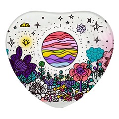 Rainbow Fun Cute Minimal Doodles Heart Glass Fridge Magnet (4 Pack) by Bedest