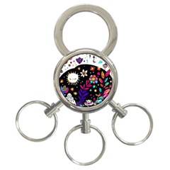 Rainbow Fun Cute Minimal Doodle 3-ring Key Chain by Bedest