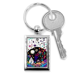 Rainbow Fun Cute Minimal Doodle Key Chain (rectangle) by Bedest