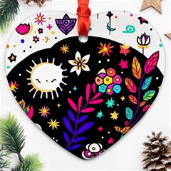 Rainbow Fun Cute Minimal Doodle Heart Ornament (two Sides) by Bedest