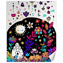 Rainbow Fun Cute Minimal Doodle Canvas 11  X 14  by Bedest