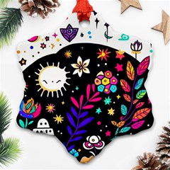 Rainbow Fun Cute Minimal Doodle Ornament (snowflake) by Bedest