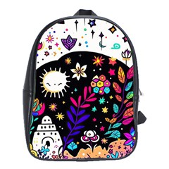 Rainbow Fun Cute Minimal Doodle School Bag (xl) by Bedest