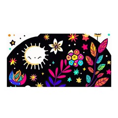 Rainbow Fun Cute Minimal Doodle Satin Wrap 35  X 70  by Bedest