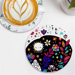 Rainbow Fun Cute Minimal Doodle Uv Print Round Tile Coaster by Bedest