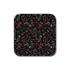 Doodles School Background Art Pattern Rubber Coaster (square) by Bedest