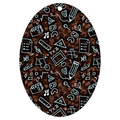 Doodles School Background Art Pattern Uv Print Acrylic Ornament Oval