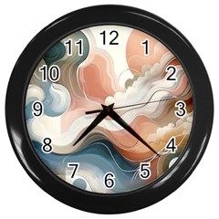 Abstract Pastel Waves Organic Wall Clock (black) by Grandong