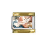 Abstract Pastel Waves Organic Gold Trim Italian Charm (9mm) Front