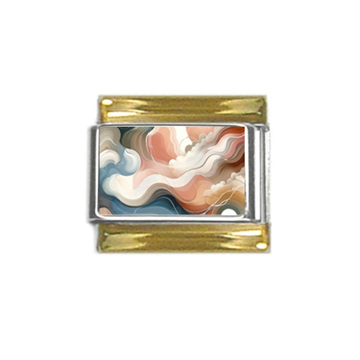 Abstract Pastel Waves Organic Gold Trim Italian Charm (9mm)