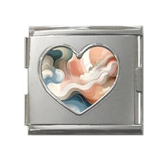 Abstract Pastel Waves Organic Mega Link Heart Italian Charm (18mm) by Grandong