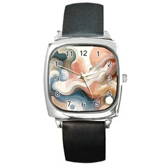 Abstract Pastel Waves Organic Square Metal Watch by Grandong