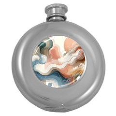 Abstract Pastel Waves Organic Round Hip Flask (5 Oz) by Grandong