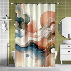 Abstract Pastel Waves Organic Shower Curtain 48  X 72  (small)  by Grandong