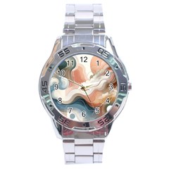 Abstract Pastel Waves Organic Stainless Steel Analogue Watch