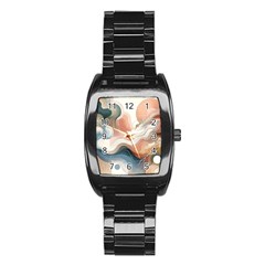 Abstract Pastel Waves Organic Stainless Steel Barrel Watch by Grandong