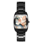 Abstract Pastel Waves Organic Stainless Steel Barrel Watch Front