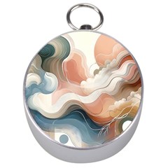 Abstract Pastel Waves Organic Silver Compasses by Grandong