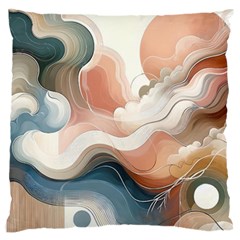 Abstract Pastel Waves Organic Standard Premium Plush Fleece Cushion Case (two Sides) by Grandong