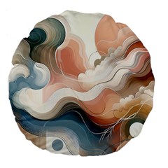 Abstract Pastel Waves Organic Large 18  Premium Flano Round Cushions by Grandong