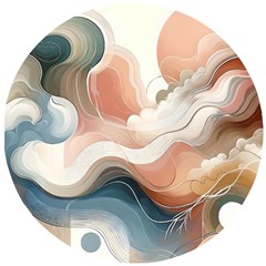 Abstract Pastel Waves Organic Wooden Puzzle Round by Grandong