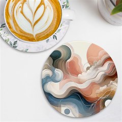 Abstract Pastel Waves Organic Uv Print Round Tile Coaster by Grandong