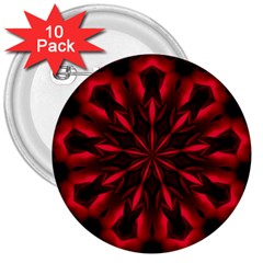 Kaleidoscope Template Red Abstract 3  Buttons (10 Pack)  by Grandong