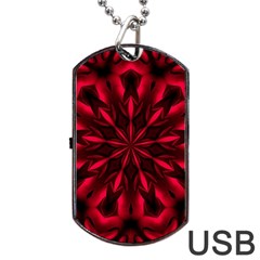 Kaleidoscope Template Red Abstract Dog Tag Usb Flash (two Sides) by Grandong