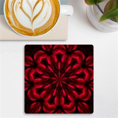 Kaleidoscope Template Red Abstract Uv Print Square Tile Coaster  by Grandong