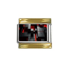 3d Back Red Abstract Pattern Gold Trim Italian Charm (9mm) by Grandong