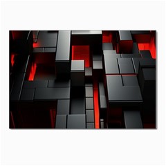 3d Back Red Abstract Pattern Postcard 4 x 6  (pkg Of 10)