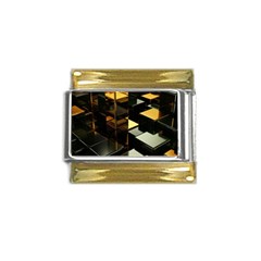 Abstract Shiny Pattern Gold Trim Italian Charm (9mm) by Grandong