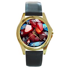 Jewelry Gemstones Round Gold Metal Watch by Grandong