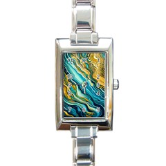 Painting Liquid Water Rectangle Italian Charm Watch